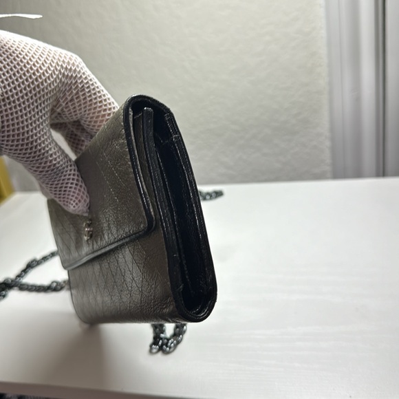 Authentic š„ CHANEL š„CC Logo Matelasse metallic Leather Long Trifold Wallet/ COA - Picture 11 of 17